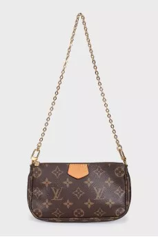 Brown Multi Pochette printed bag