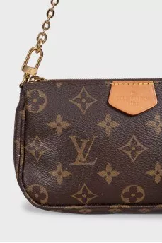 Brown Multi Pochette printed bag