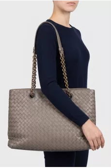 Brown bag with signature leather weave