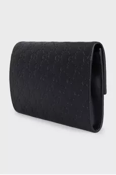 Black leather clutch with embossing
