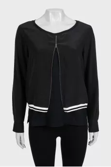 Cropped zip-up cardigan with tag