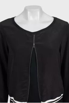Cropped zip-up cardigan with tag