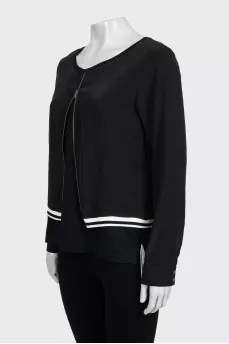 Cropped zip-up cardigan with tag