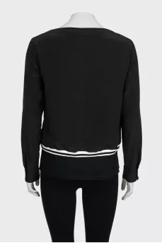 Cropped zip-up cardigan with tag