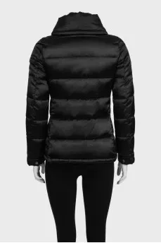 Black quilted down jacket with a fitted fit and logo