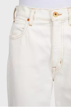 White wide-leg jeans with raw hems