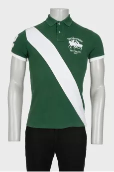 Men's green polo shirt with branded embroidery