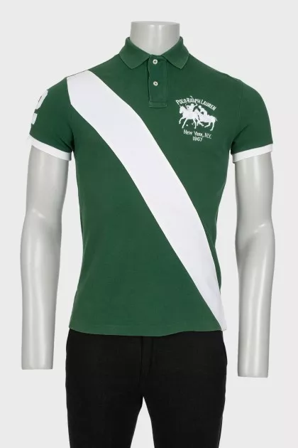 Men's green polo shirt with branded embroidery