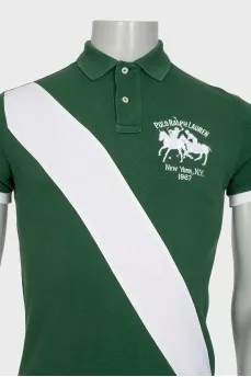 Men's green polo shirt with branded embroidery