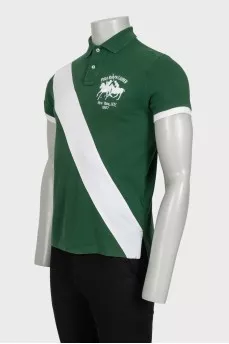 Men's green polo shirt with branded embroidery