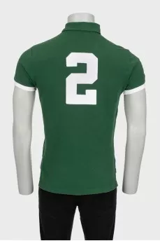 Men's green polo shirt with branded embroidery