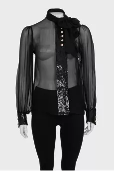 Transparent blouse decorated with sequins