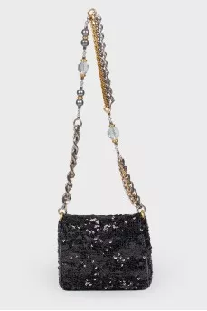 Black handbag in sequins