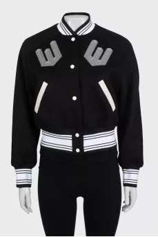 Black and white bomber jacket with patch pockets