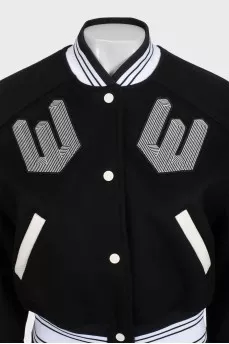 Black and white bomber jacket with patch pockets