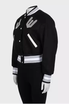 Black and white bomber jacket with patch pockets