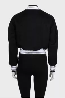 Black and white bomber jacket with patch pockets