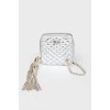 A quilted silver handbag