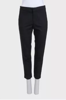 Tapered black wool trousers