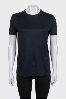 Black straight-cut T-shirt with embroidery