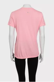 Pink straight-cut T-shirt with logo