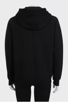 Black hoodie with a hood and voluminous decor