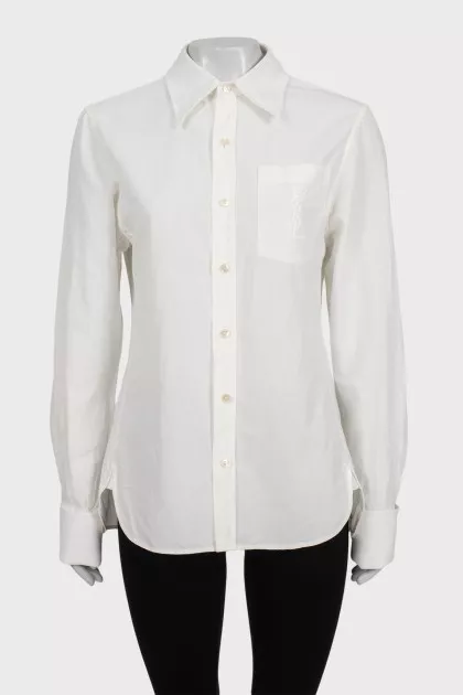 White shirt with embroidered logo