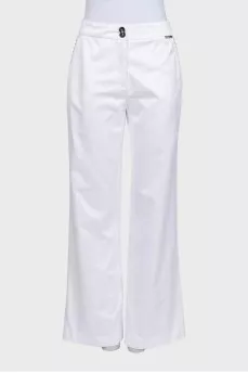 White high-waisted wide-leg trousers
