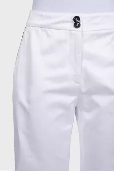 White high-waisted wide-leg trousers
