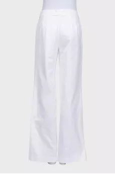 White high-waisted wide-leg trousers