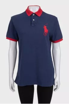 Blue polo shirt with branded embroidery