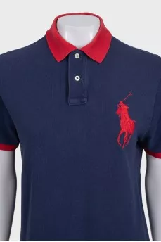 Blue polo shirt with branded embroidery