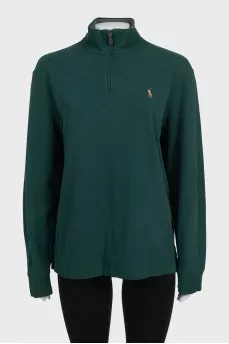 Green jumper with branded embroidery