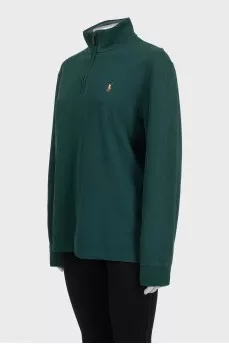 Green jumper with branded embroidery
