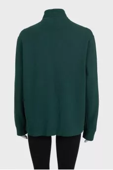 Green jumper with branded embroidery