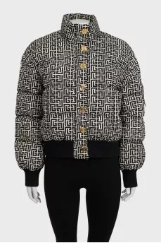 Quilted down jacket with signature print