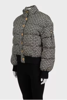 Quilted down jacket with signature print