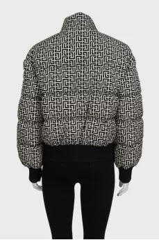 Quilted down jacket with signature print
