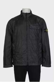 Men's black windbreaker with branded patch