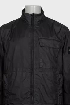 Men's black windbreaker with branded patch