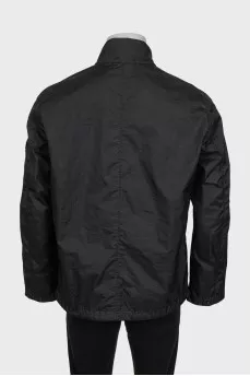 Men's black windbreaker with branded patch