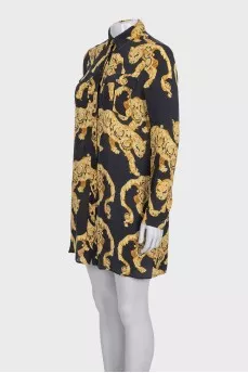 Straight-cut silk dress with a print