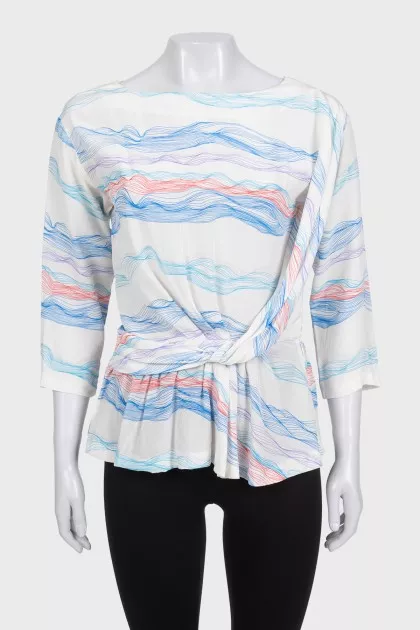 White printed silk blouse