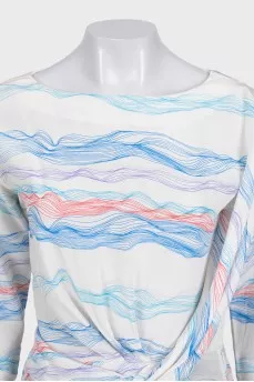 White printed silk blouse