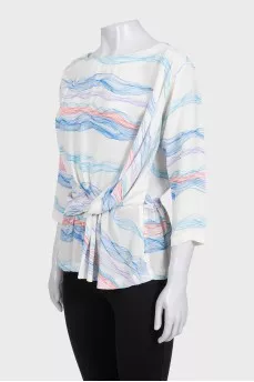 White printed silk blouse