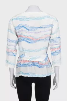 White printed silk blouse