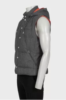 Men's gray vest with a hood