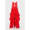 Floor-length dress with tiered ruffles