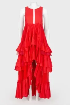 Floor-length dress with tiered ruffles