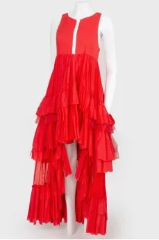 Floor-length dress with tiered ruffles